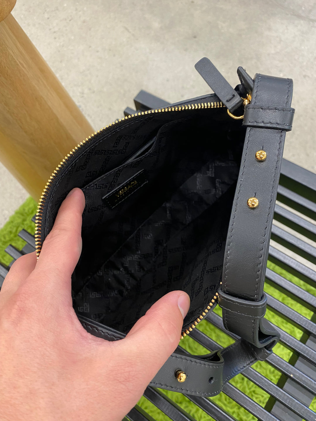 Versace Pink and Black La Greca Shoulder Bag (0731)