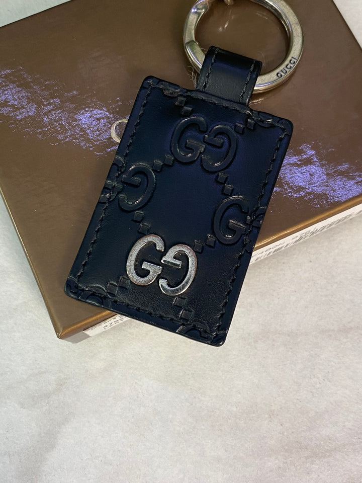 Gucci Black Guccissima Keychain Charm (0241)
