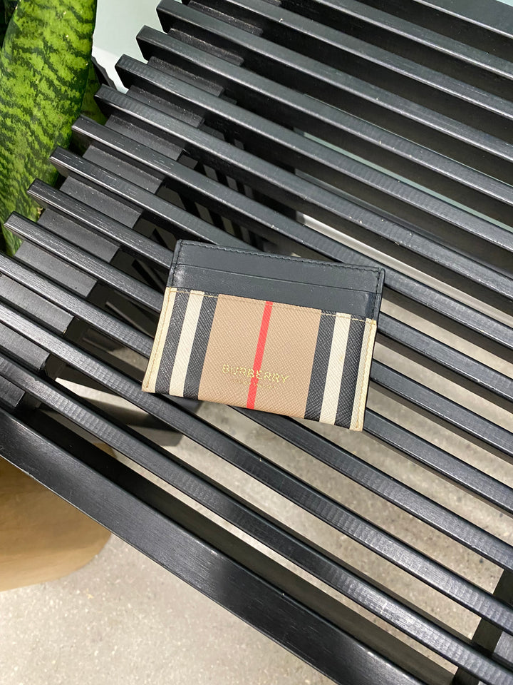 Burberry Striped Coated Canvas Card Holder (9323-1)