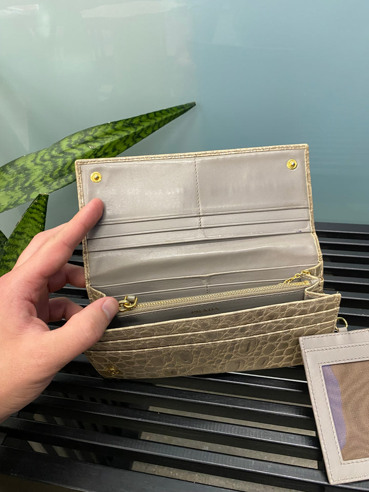 Prada Croc Embossed Long Wallet (9955)
