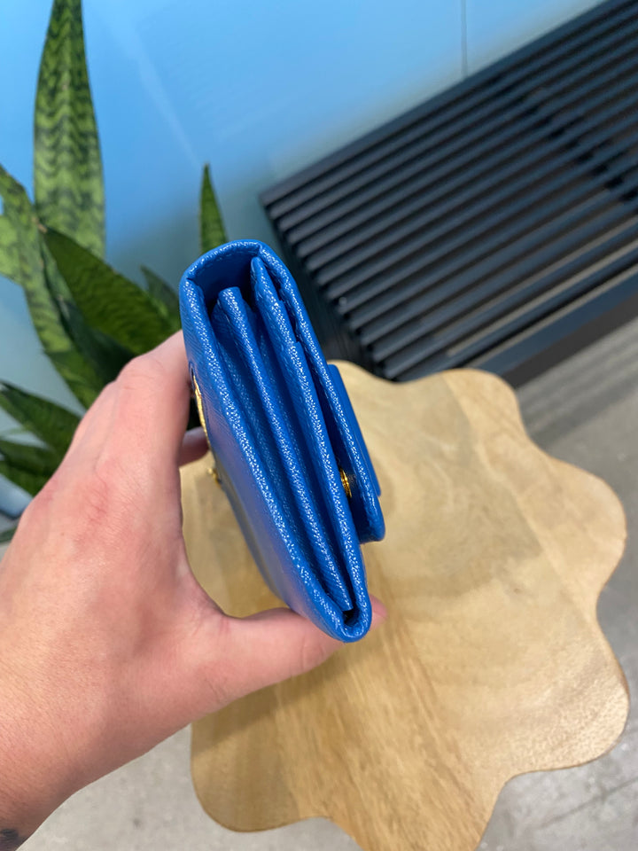 Prada Cobalt Saffiano Bow Long Wallet (6550)
