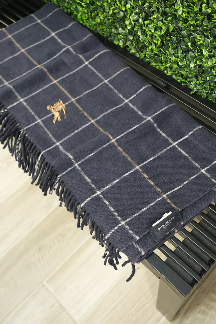 Burberry Navy Check Scarf