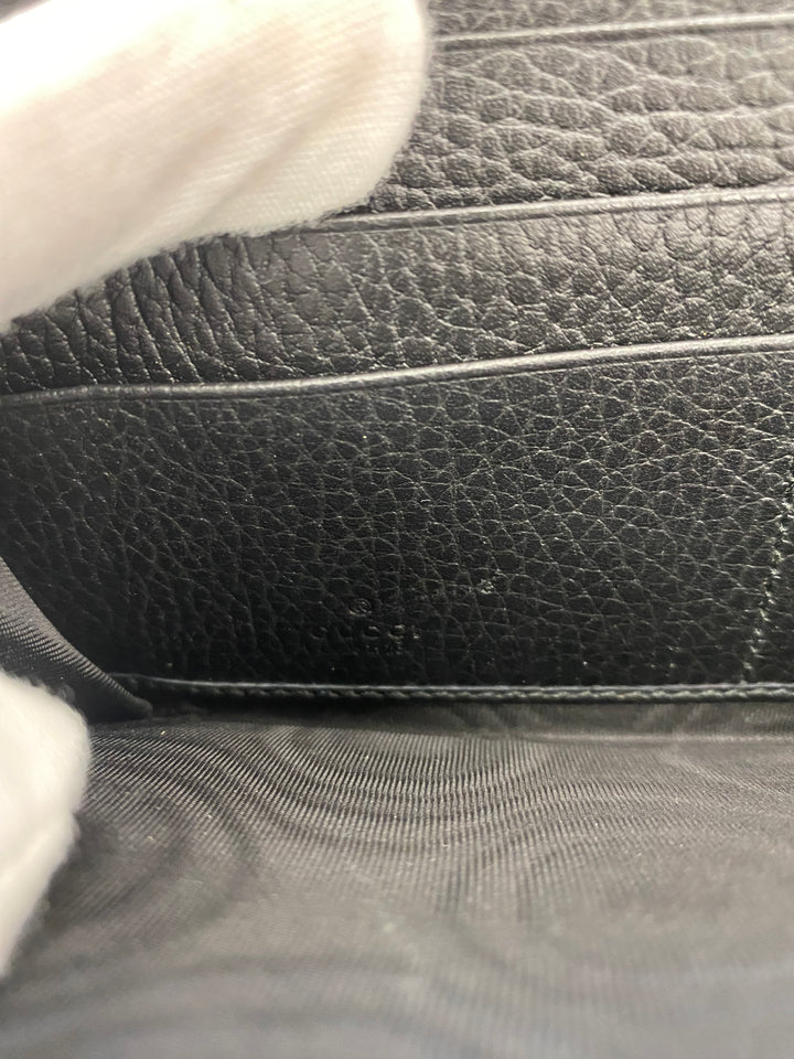 Gucci Black Pebbled Leather Marmont Zippy Wallet (3727)