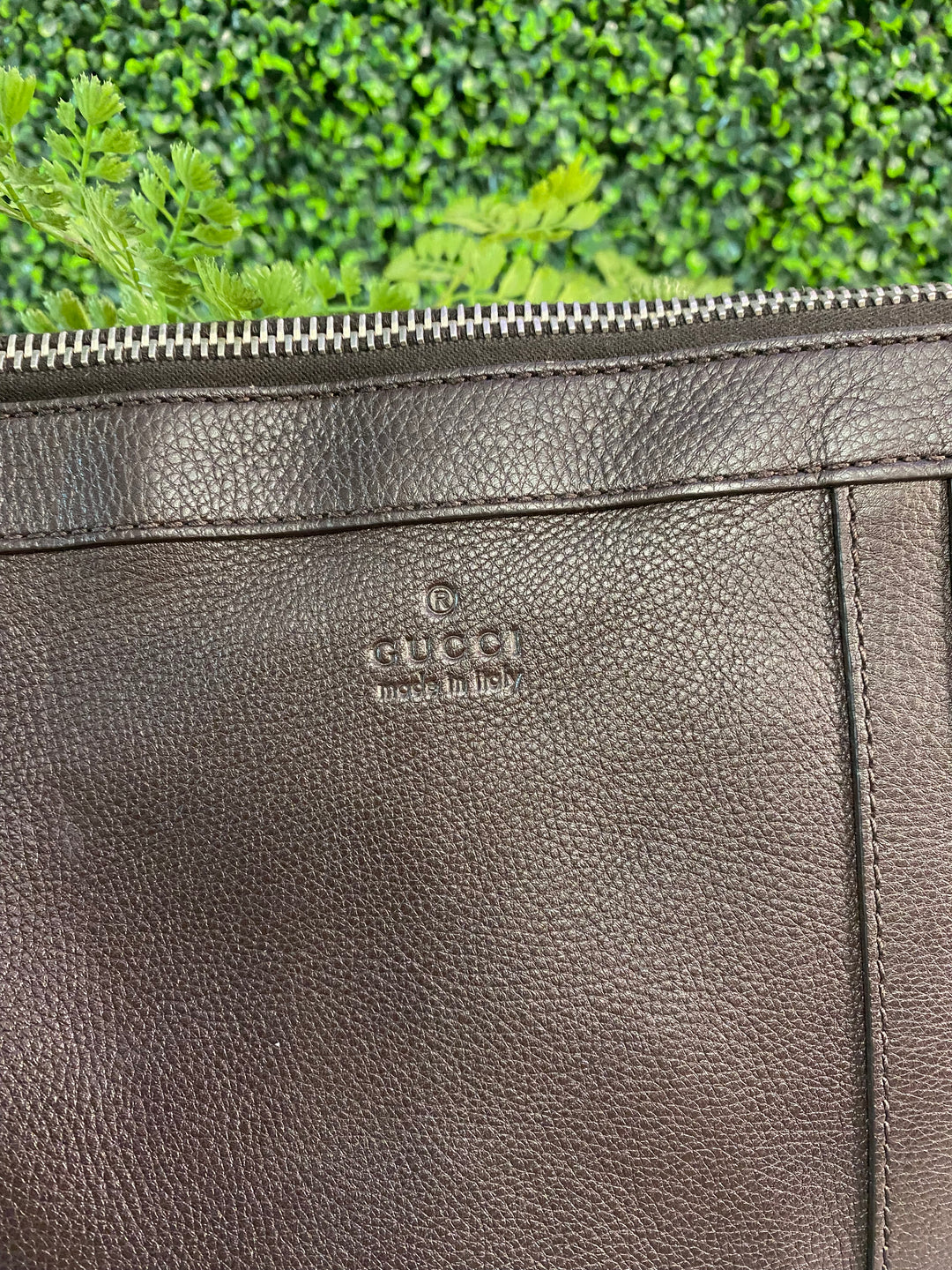 Gucci Brown Leather Messenger Bag (282)