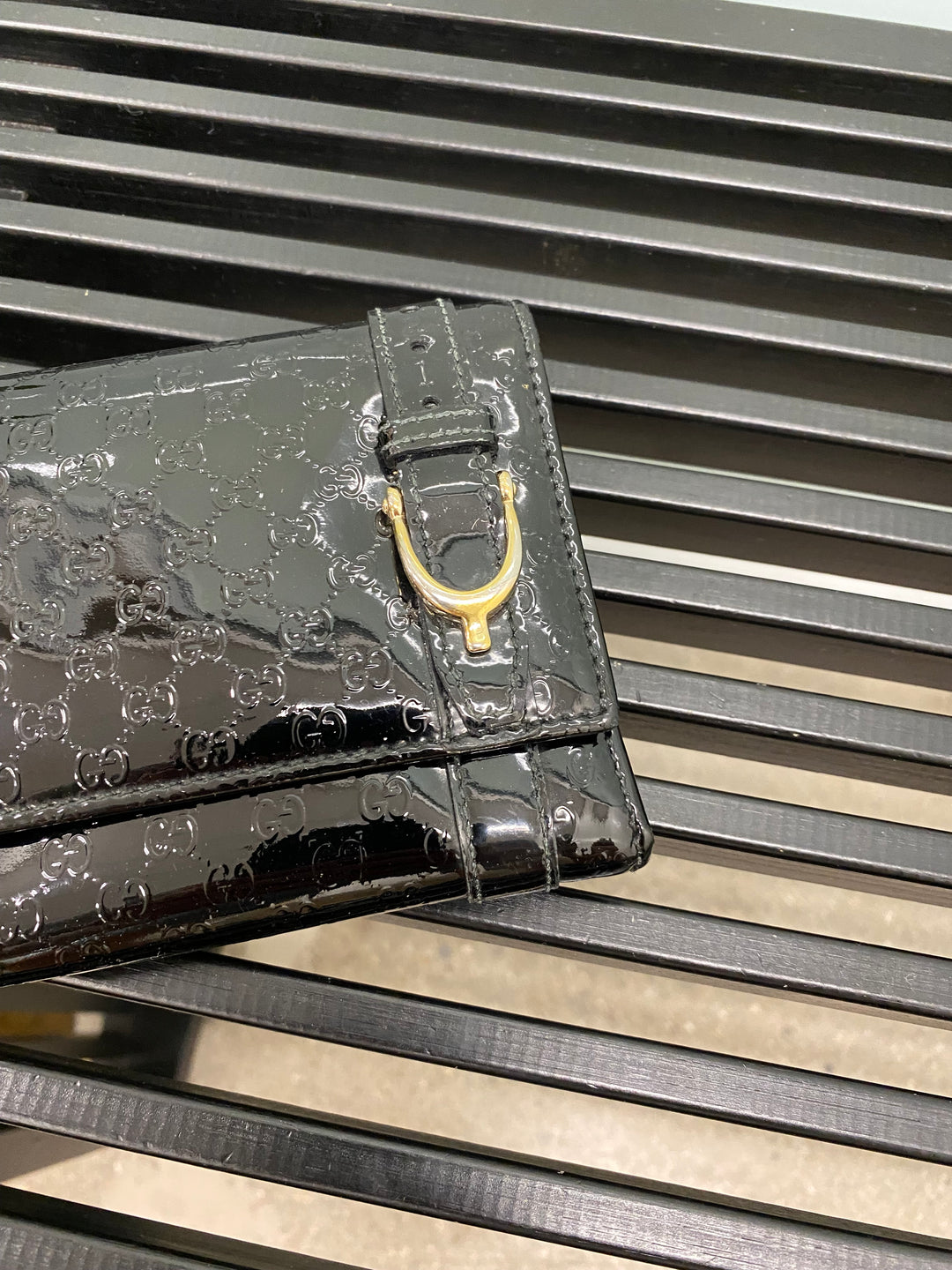 Gucci Black Patent Micro Guccissima Long Wallet (3027)
