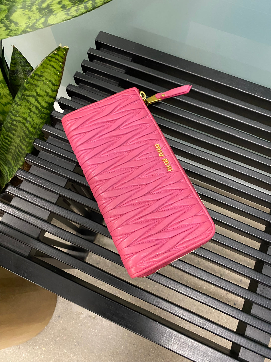 Miu Miu Pink Quilted L Zip Long Wallet (2189)