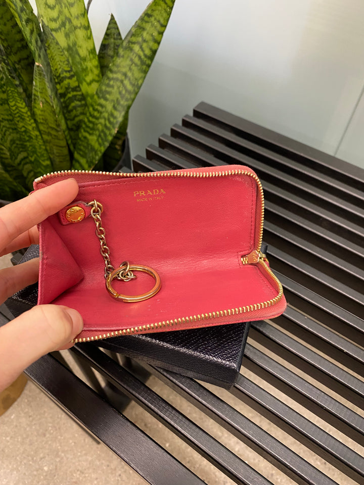 Prada Pink Saffiano Key Cles (5044)