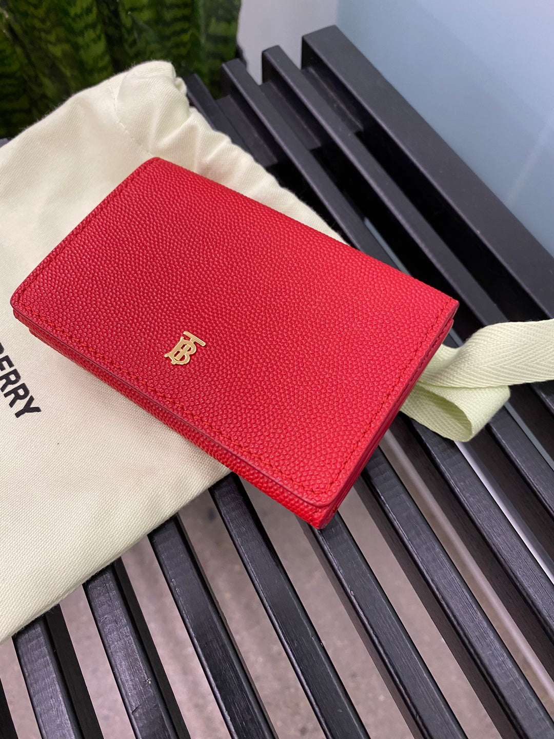 Burberry Red Grained Leather Compact Wallet (9113)