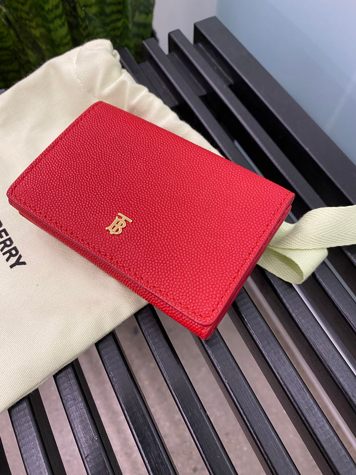 Burberry Red Grained Leather Compact Wallet (9113)