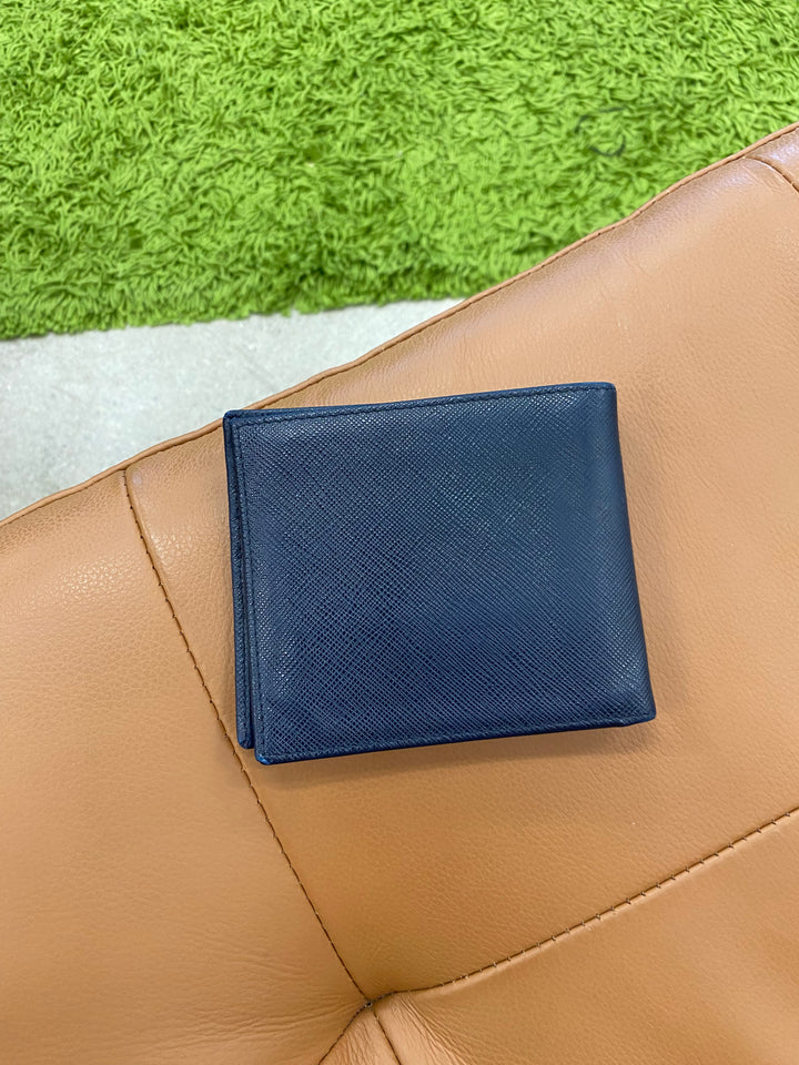 Prada Navy Saffiano Billfold Wallet (9457)