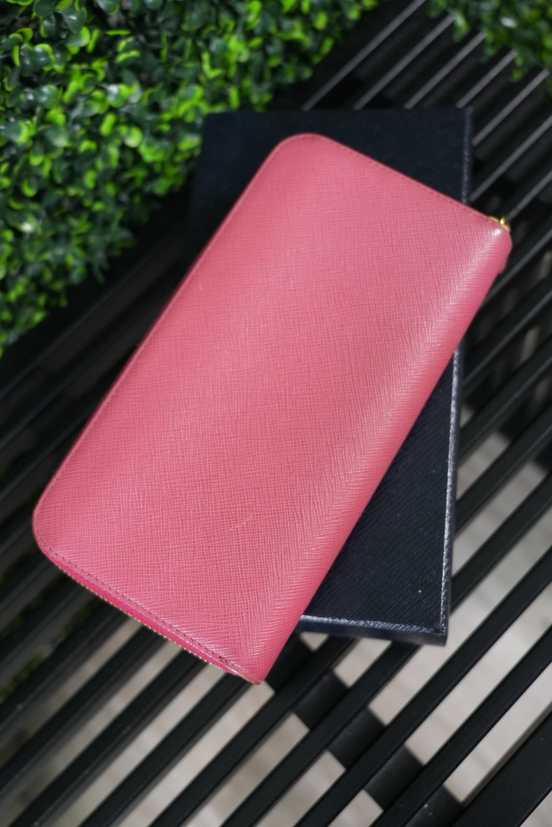 Prada Pink Saffiano Bow Long Wallet (540)