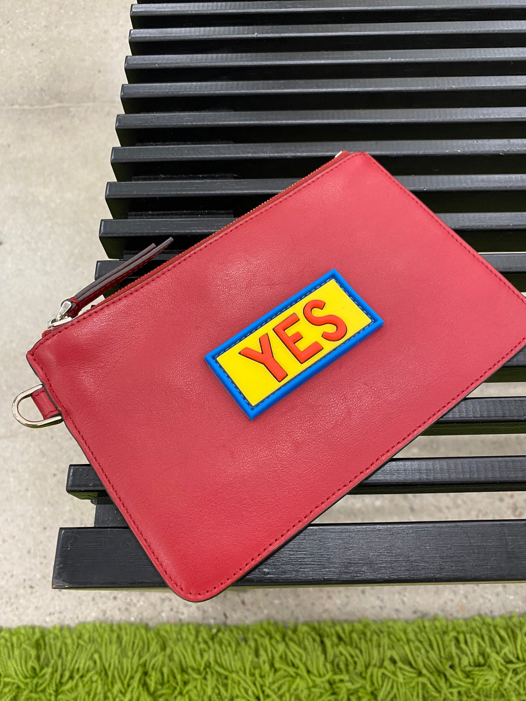 Fendi Red Leather "YES" Pouch (4137)