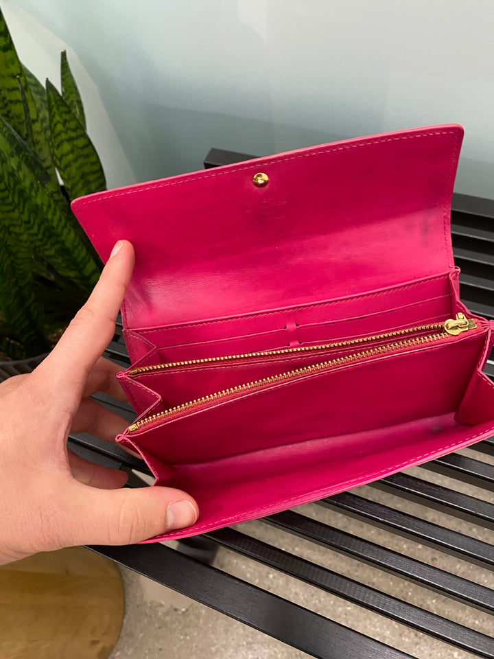 Louis Vuitton Red Vernis Sarah Long Wallet (2685)