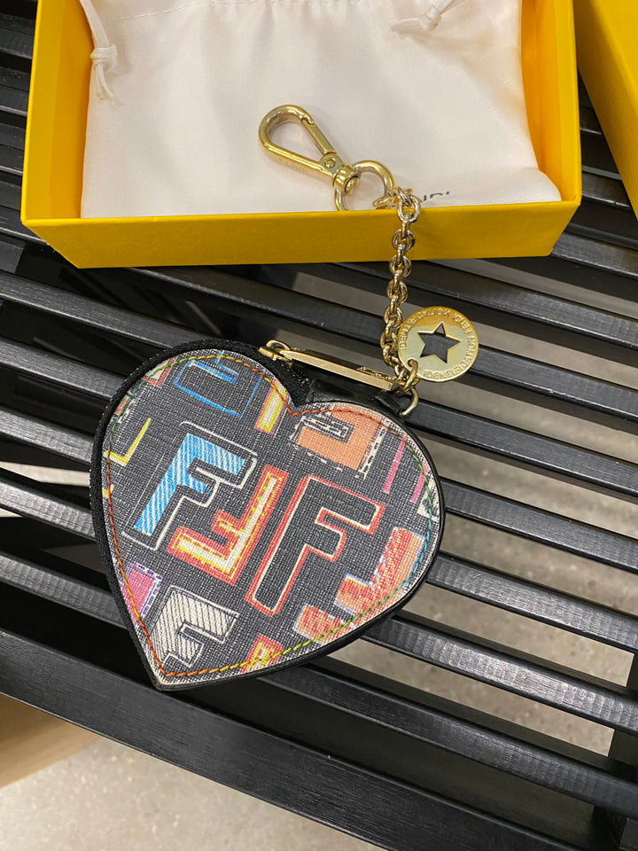 Fendi Multicolor Zucca Heart Coin Pouch (8987)