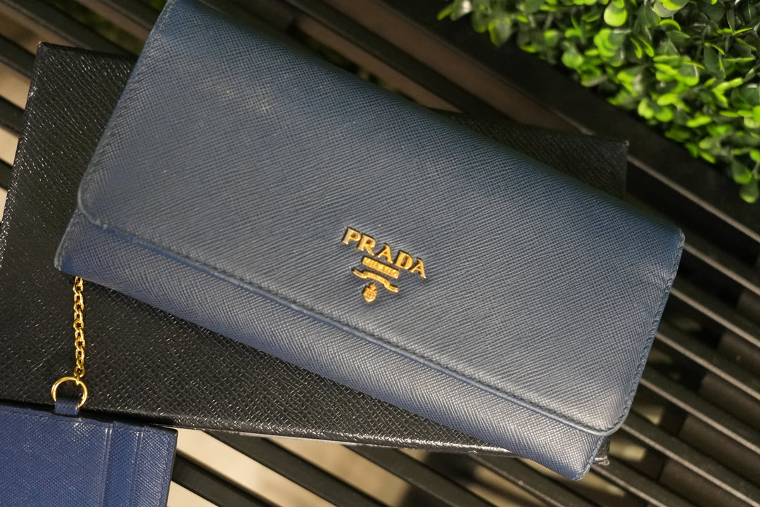 Prada Blue Saffiano Long Wallet (602)