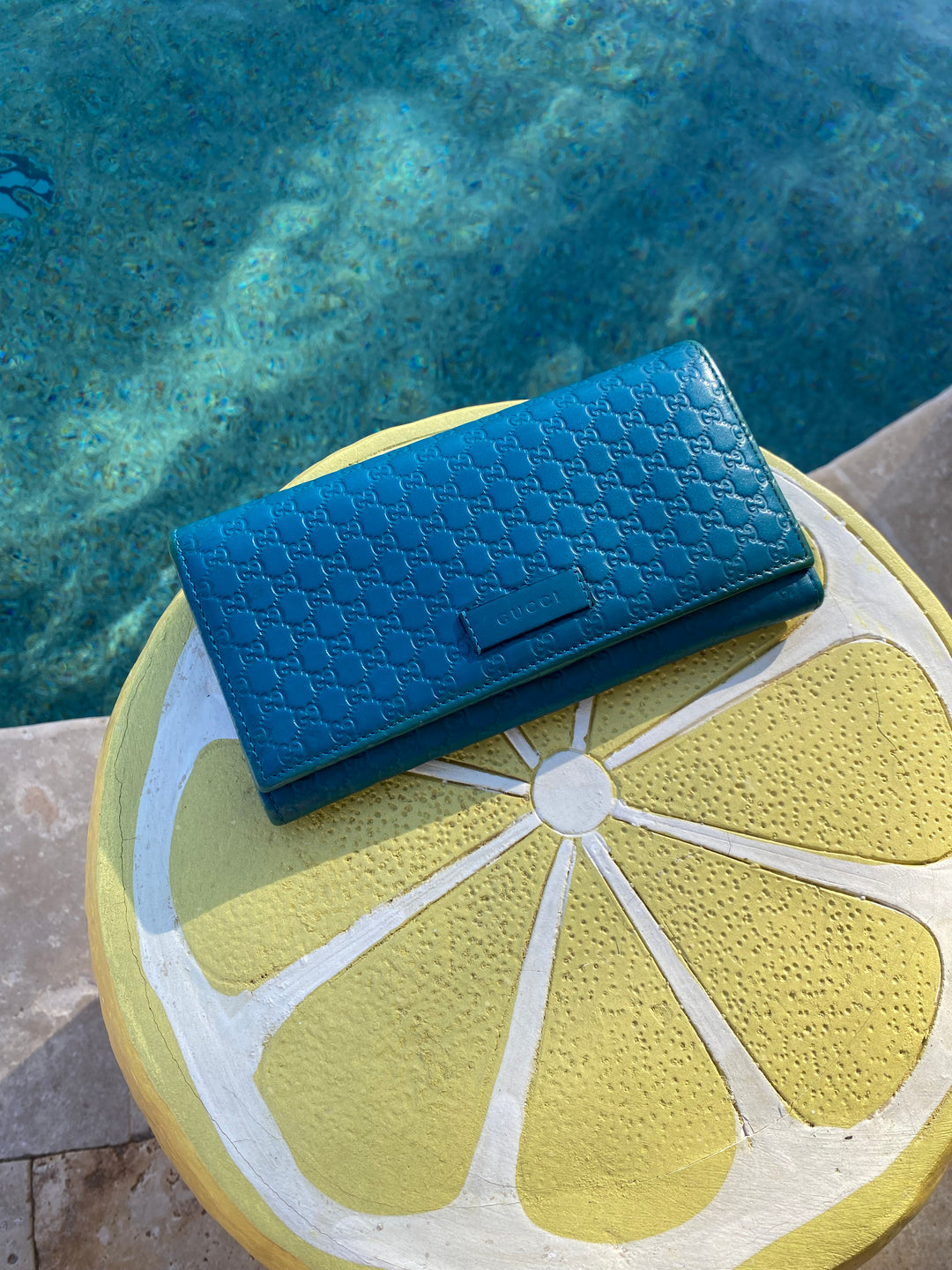 Gucci Turquoise Micro Guccissima Long Wallet (9881)
