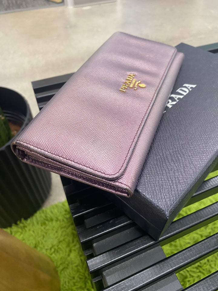 Prada Purple Saffiano Long Wallet (8878)