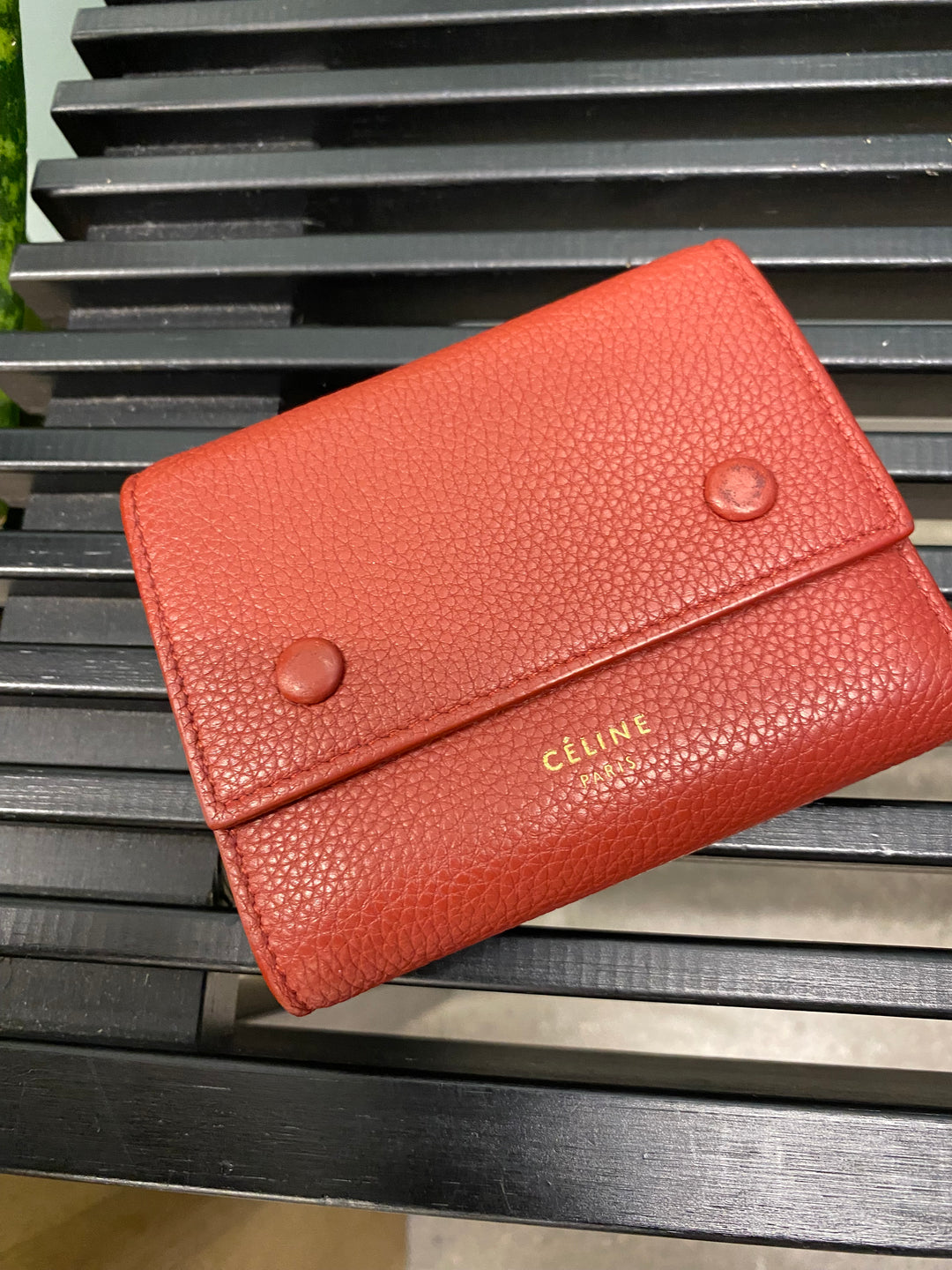 Celine Red Leather Compact Wallet (8509)