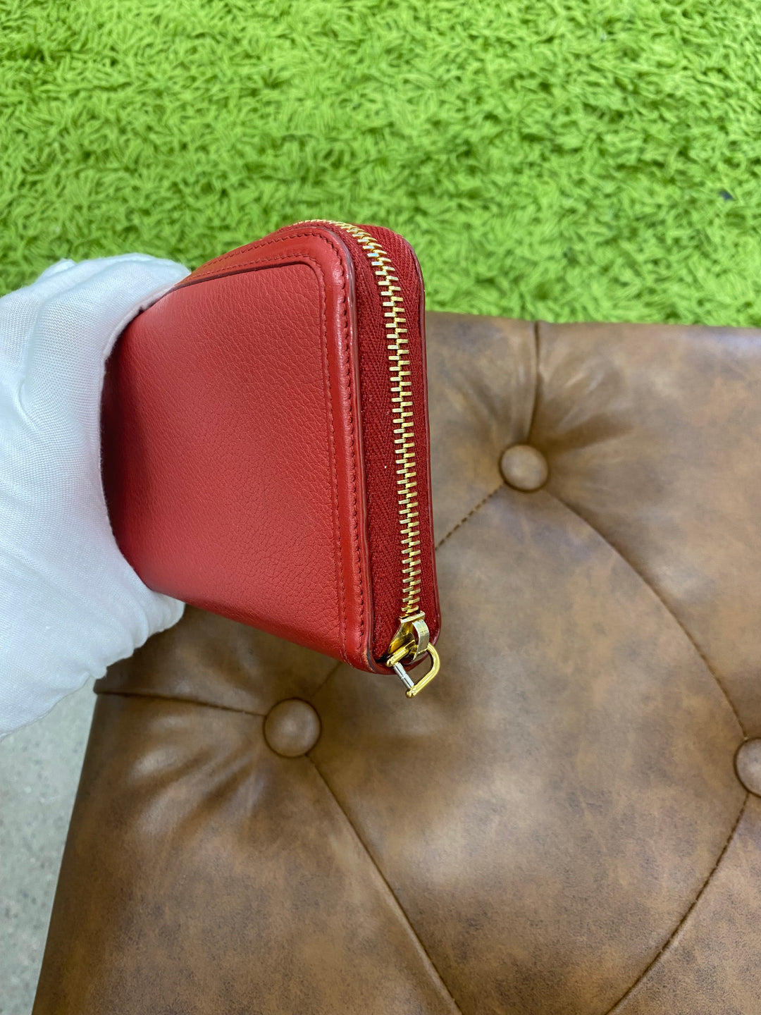 Prada Red Leather Zippy Wallet (2391)
