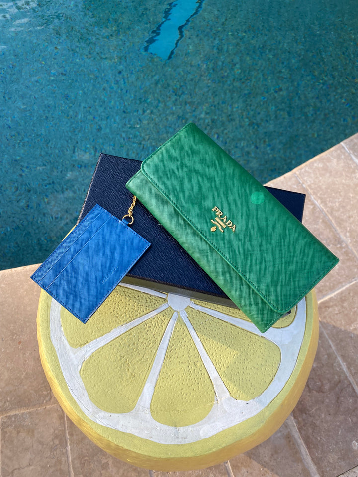 Prada Green Saffiano Long Wallet (5372)