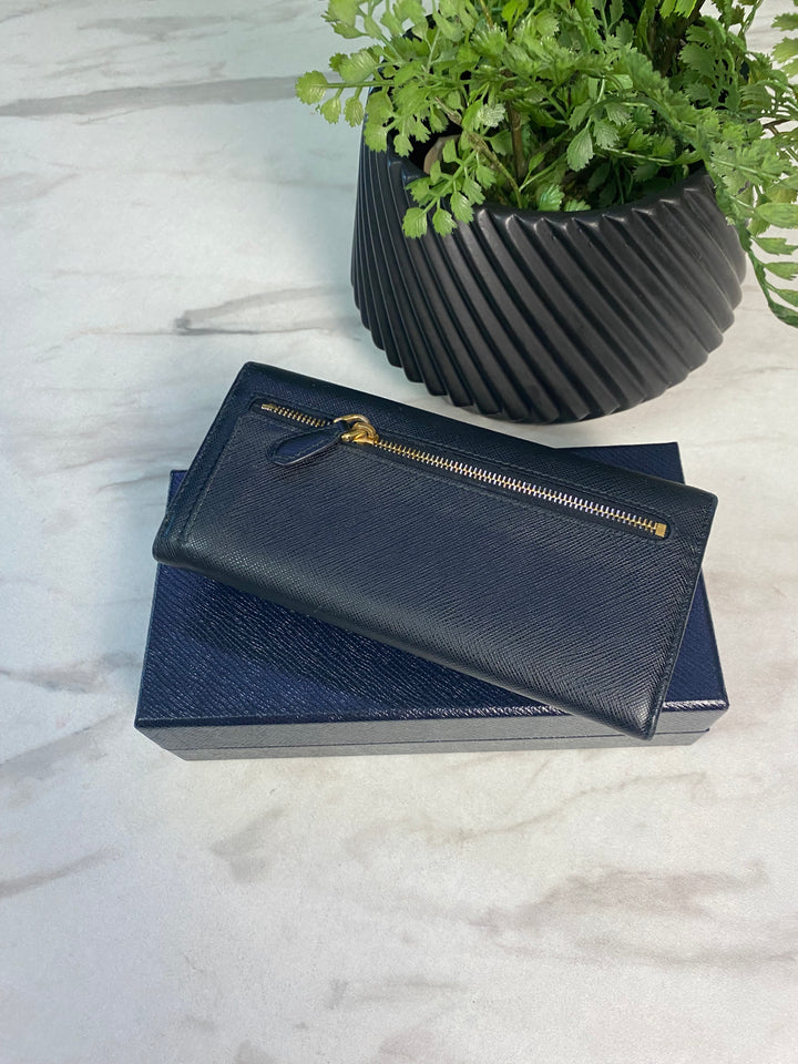 Prada Black Saffiano Bow Long Wallet (9585)