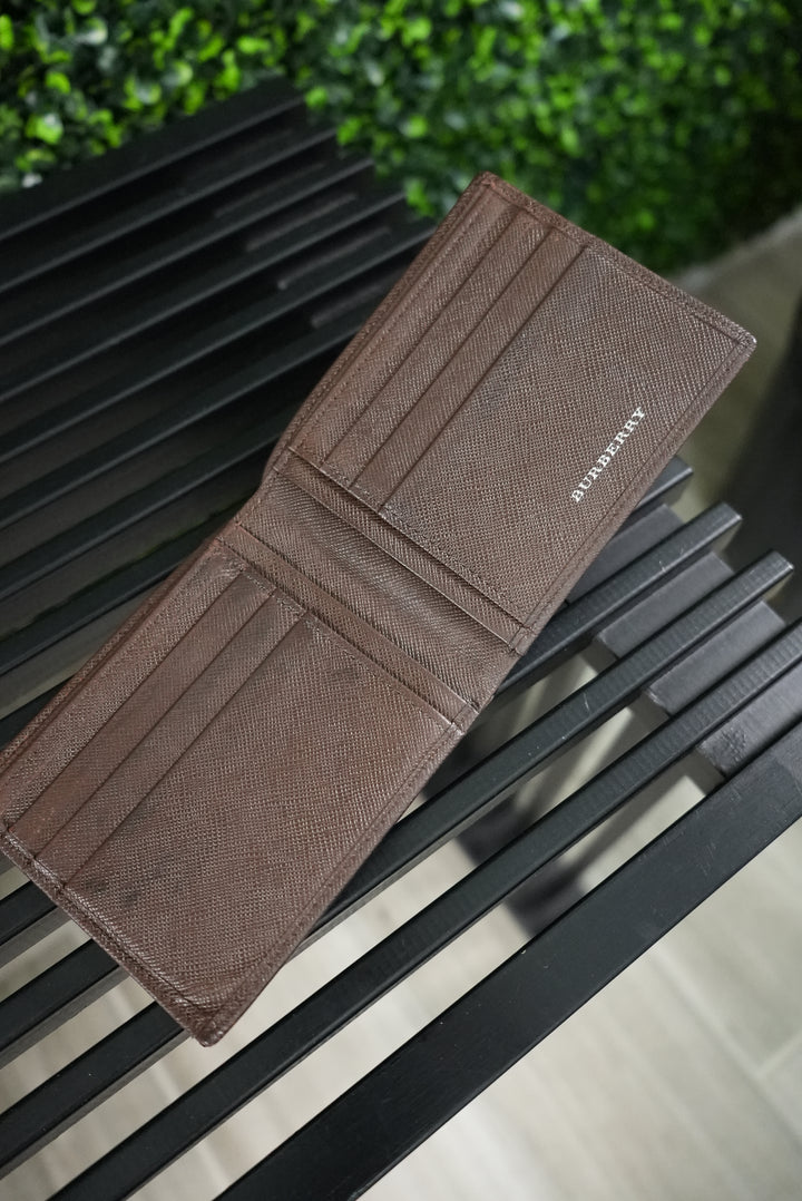 Burberry Brown Leather Billfold Wallet