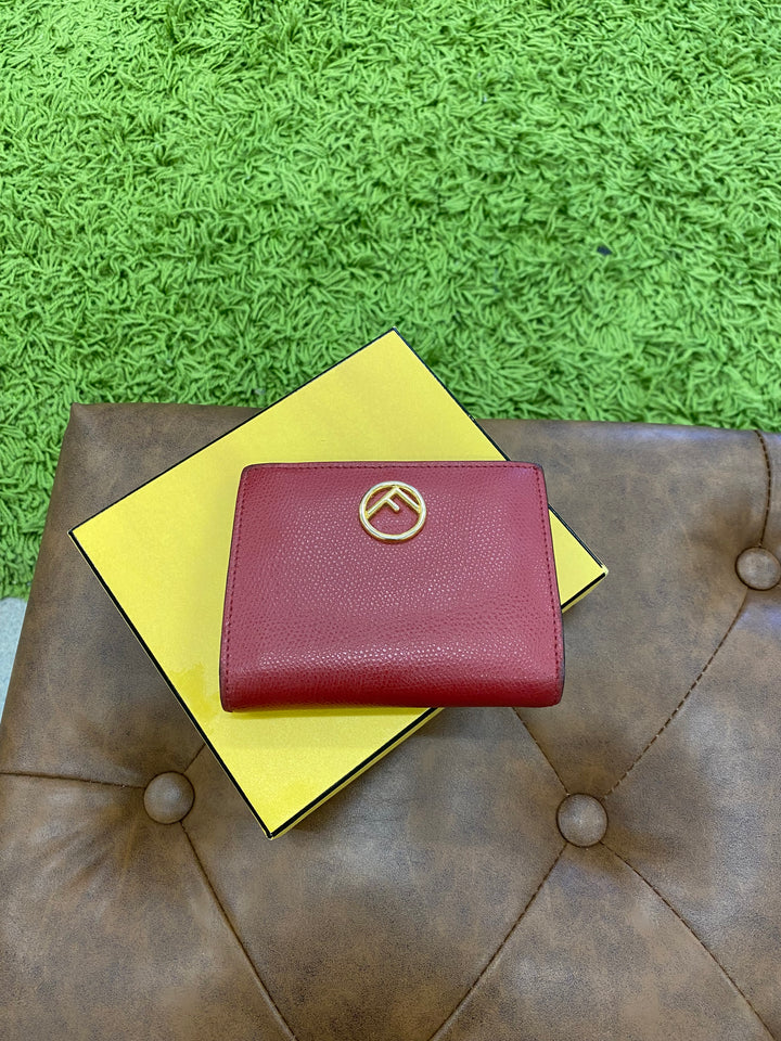 Fendi Red Leather Compact Wallet (9564)