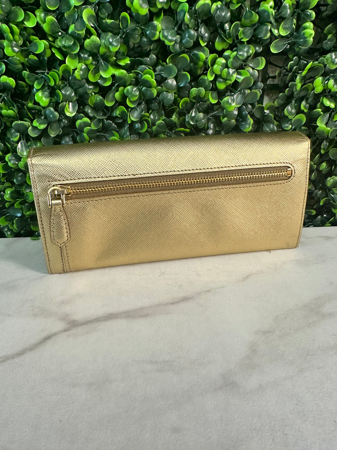 Prada Gold Saffiano Bow Long Wallet (7229)
