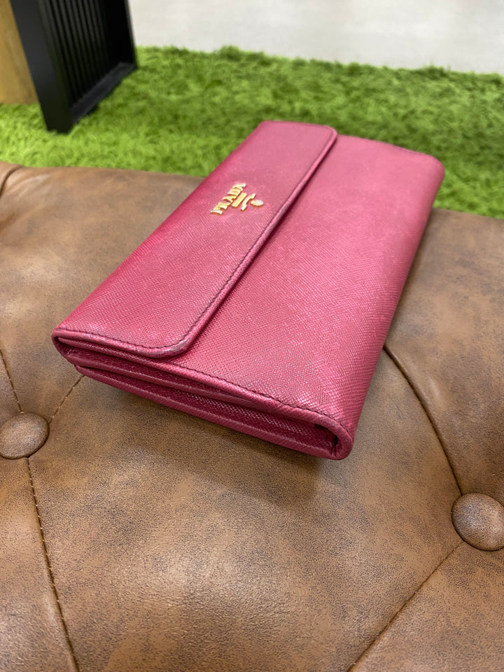 Prada Red Saffiano Long Wallet (8790)