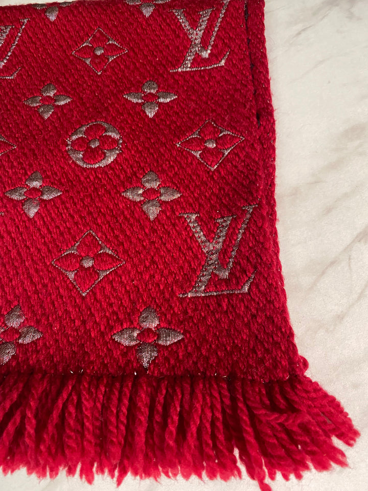 Louis Vuitton Red Logomania Wool Scarf (2738)