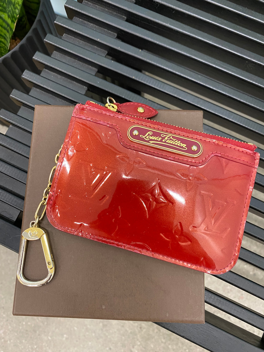 Louis Vuitton Red Vernis Pochette Cles (7069)