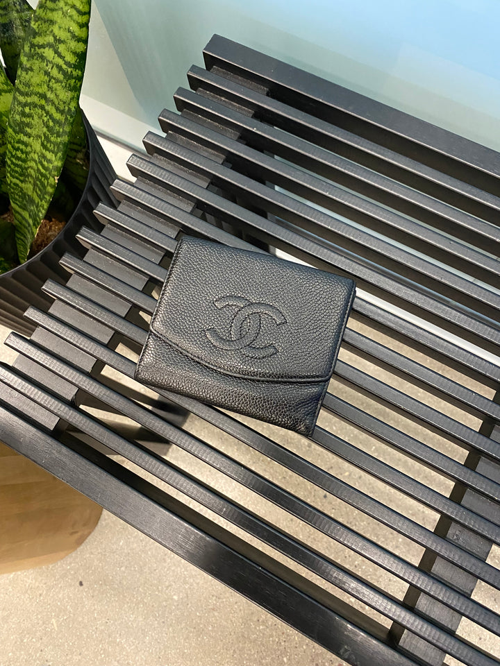 Chanel Black Caviar Compact Wallet (1982)