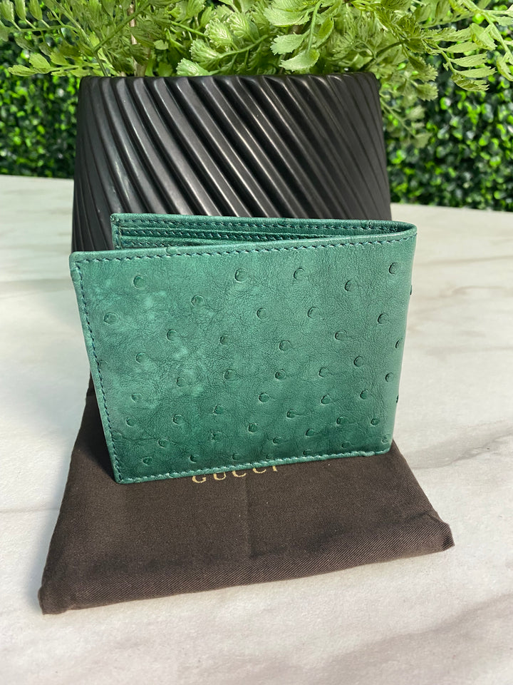 Gucci Teal Ostrich Leather Billfold (2456)