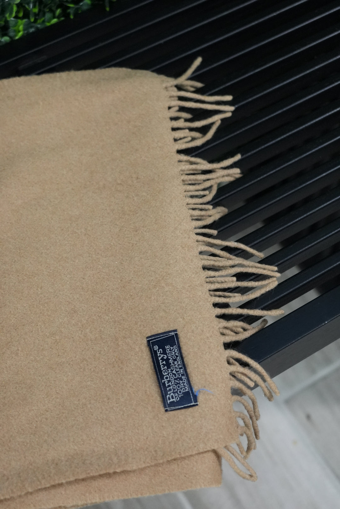 Burberrys 100% Cashmere Tan Scarf