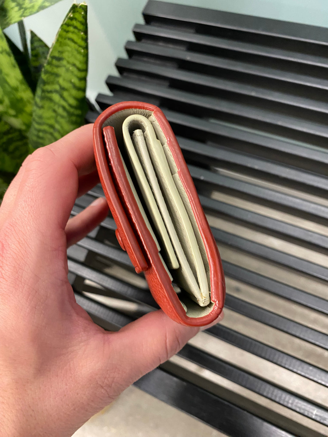 Celine Red Leather Compact Wallet (8509)