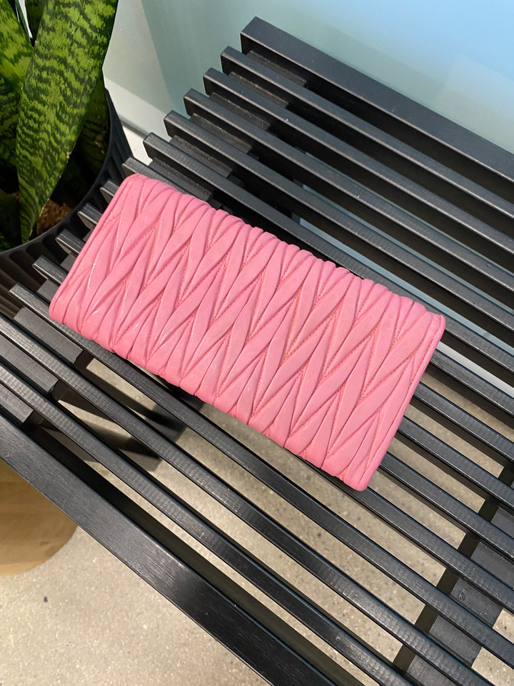 Miu Miu Pink Quilted Leather Long Wallet (6599)