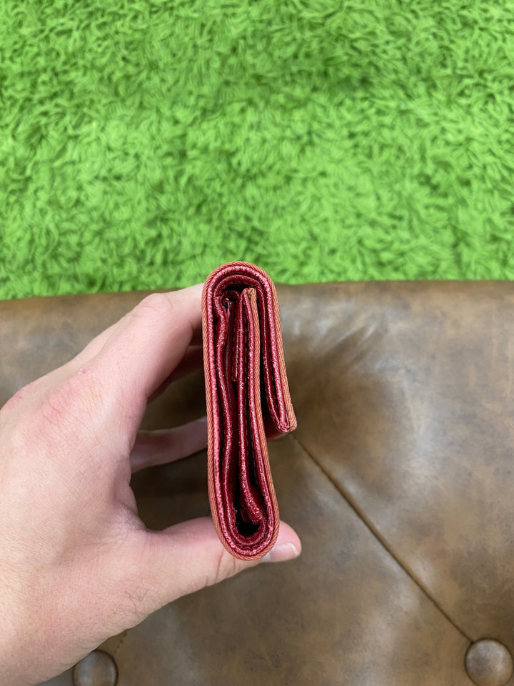 Prada Red Nylon Compact Trifold Wallet (8212)