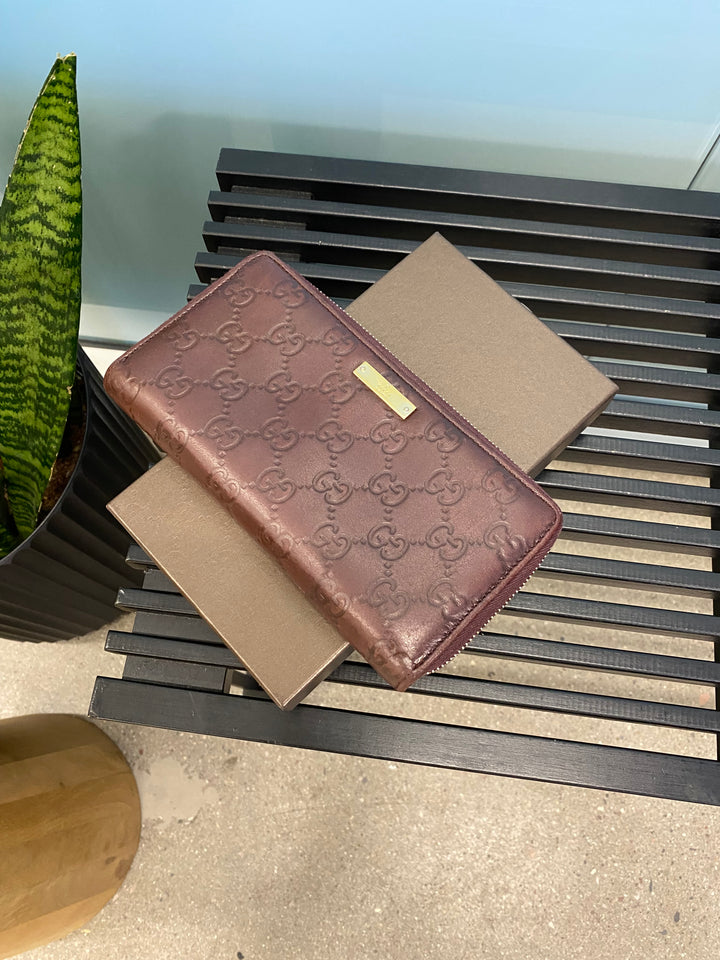 Gucci Burgundy Guccissima Zippy Wallet (1827)