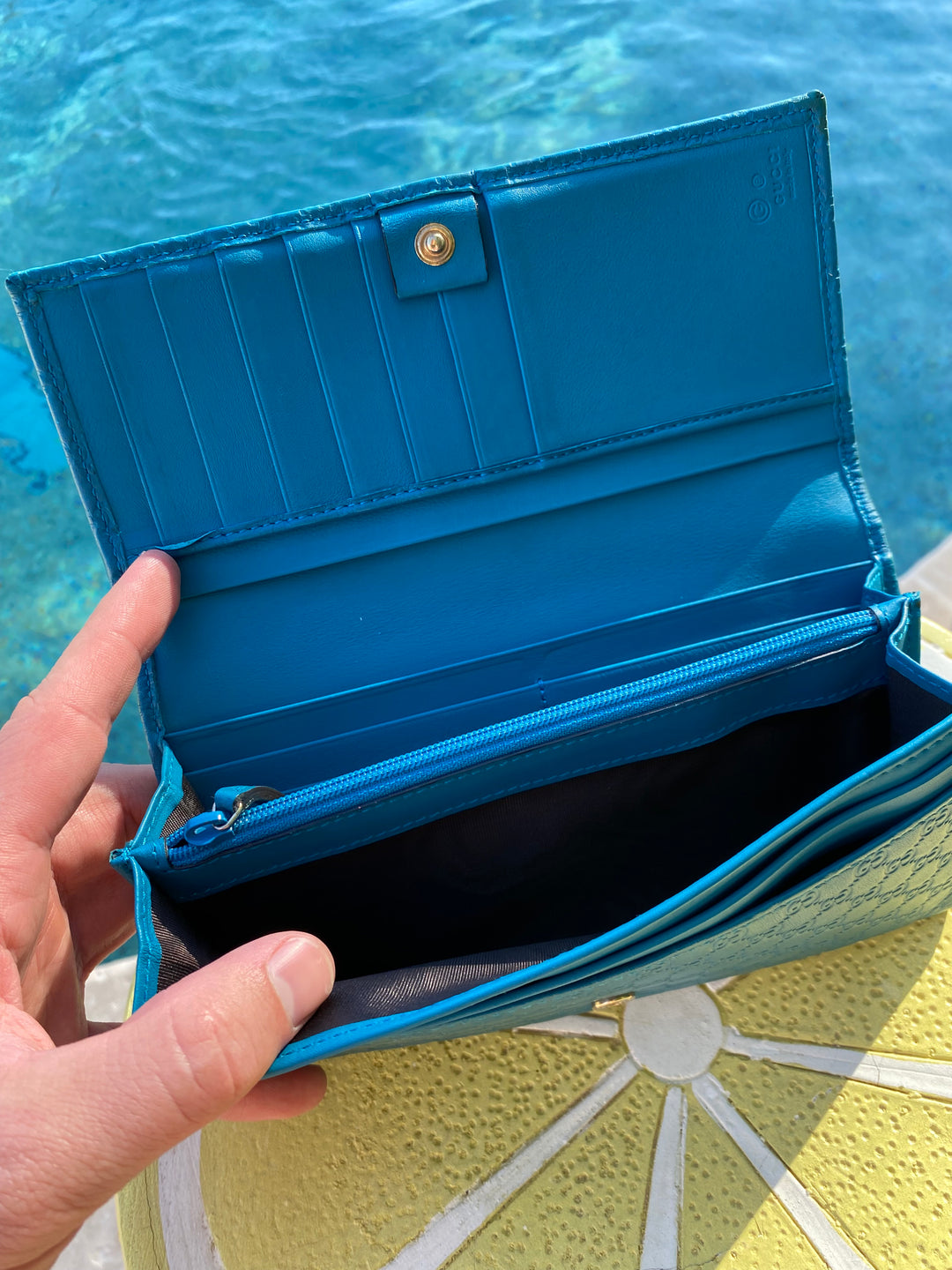 Gucci Turquoise Micro Guccissima Long Wallet (9881)