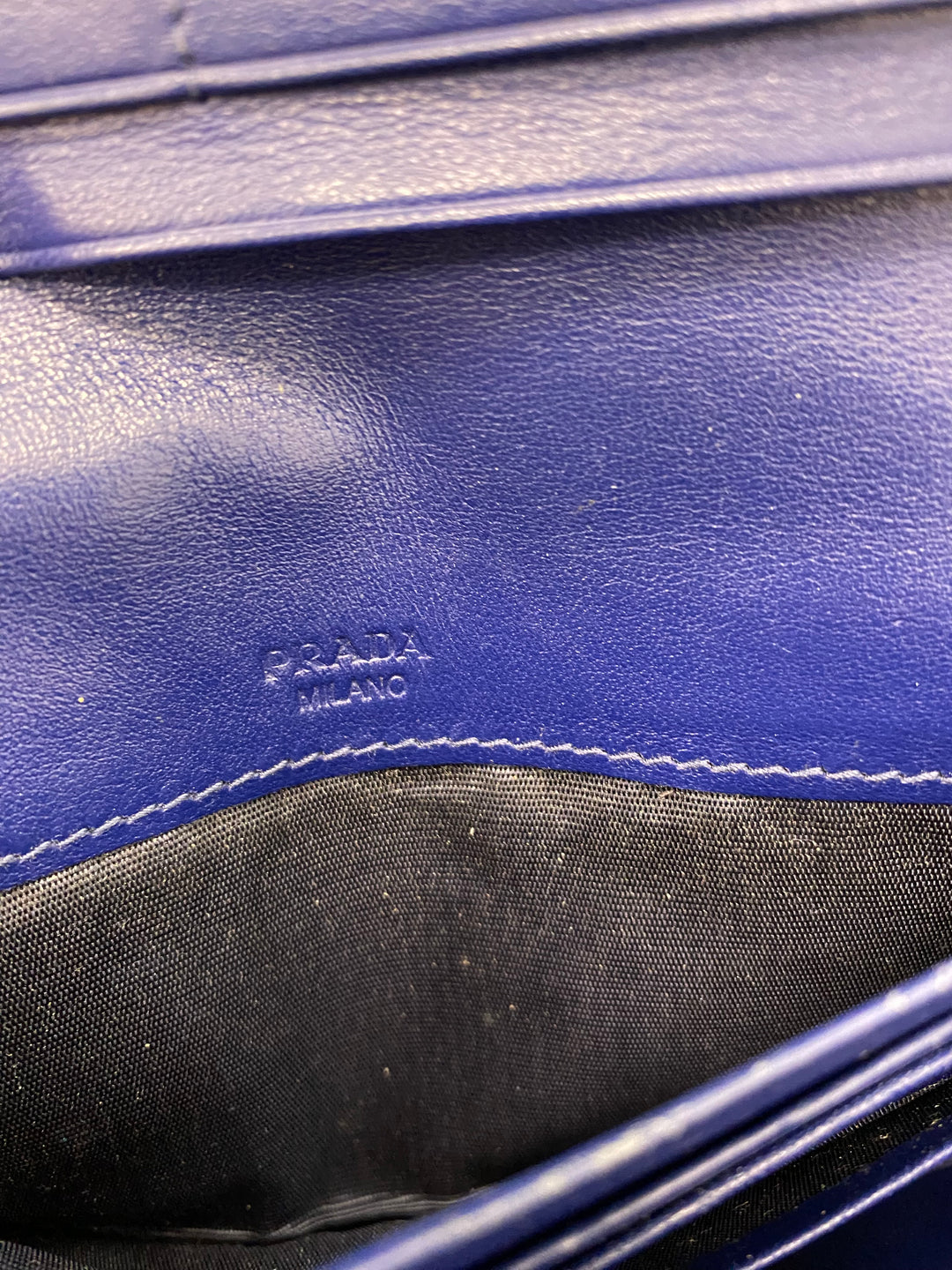 Prada Navy Quilted Leather Long Wallet (9531)