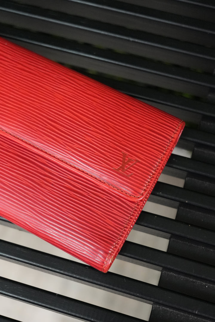 Louis Vuitton Red Epi International Long Wallet (801)