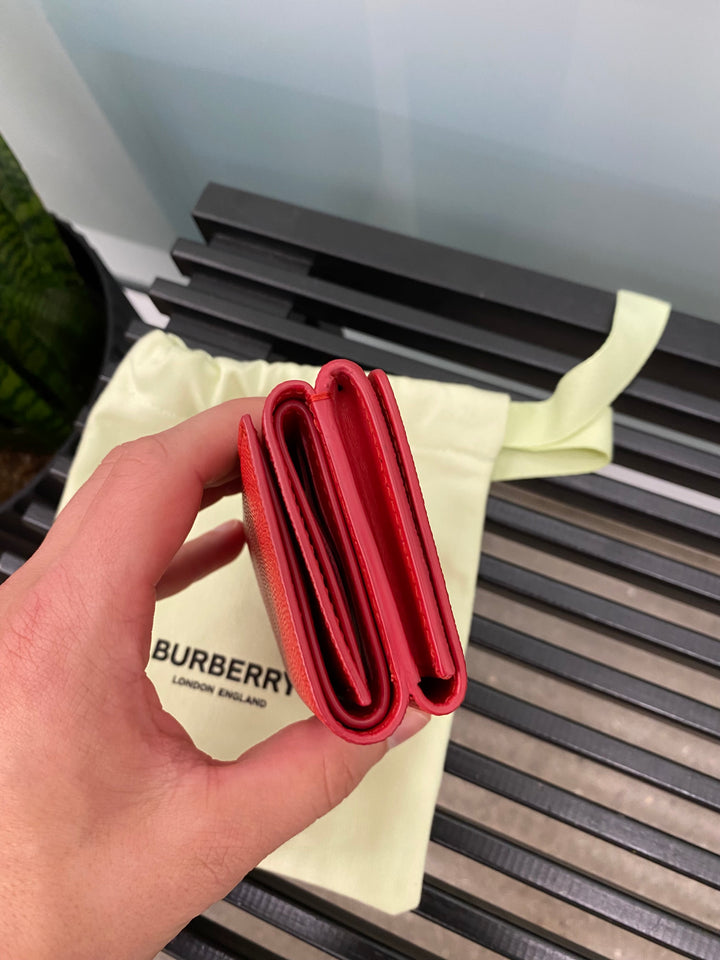 Burberry Red Grained Leather Compact Wallet (9113)