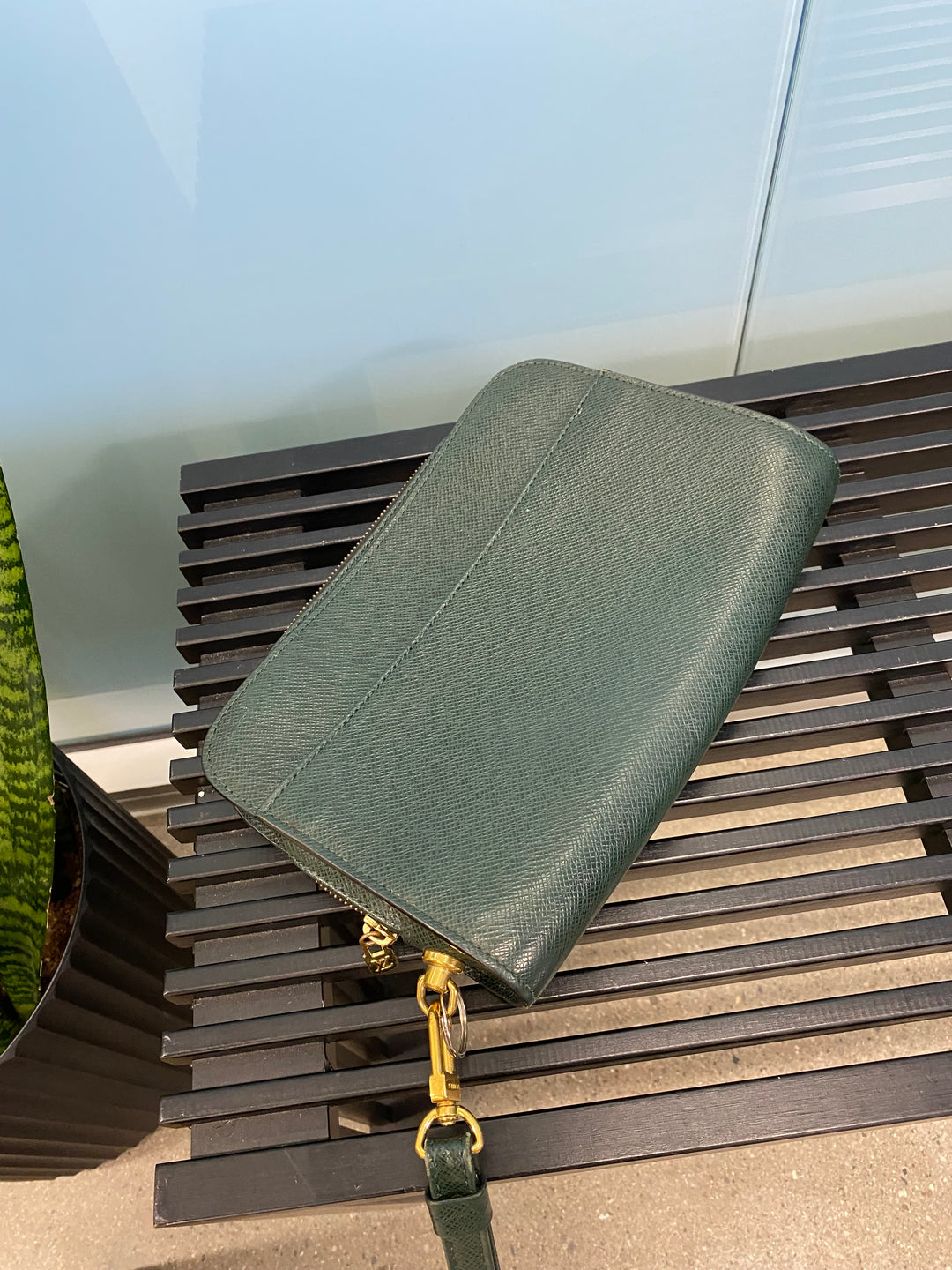 Louis Vuitton Green Taiga Leather Baikal Pouch (7581)
