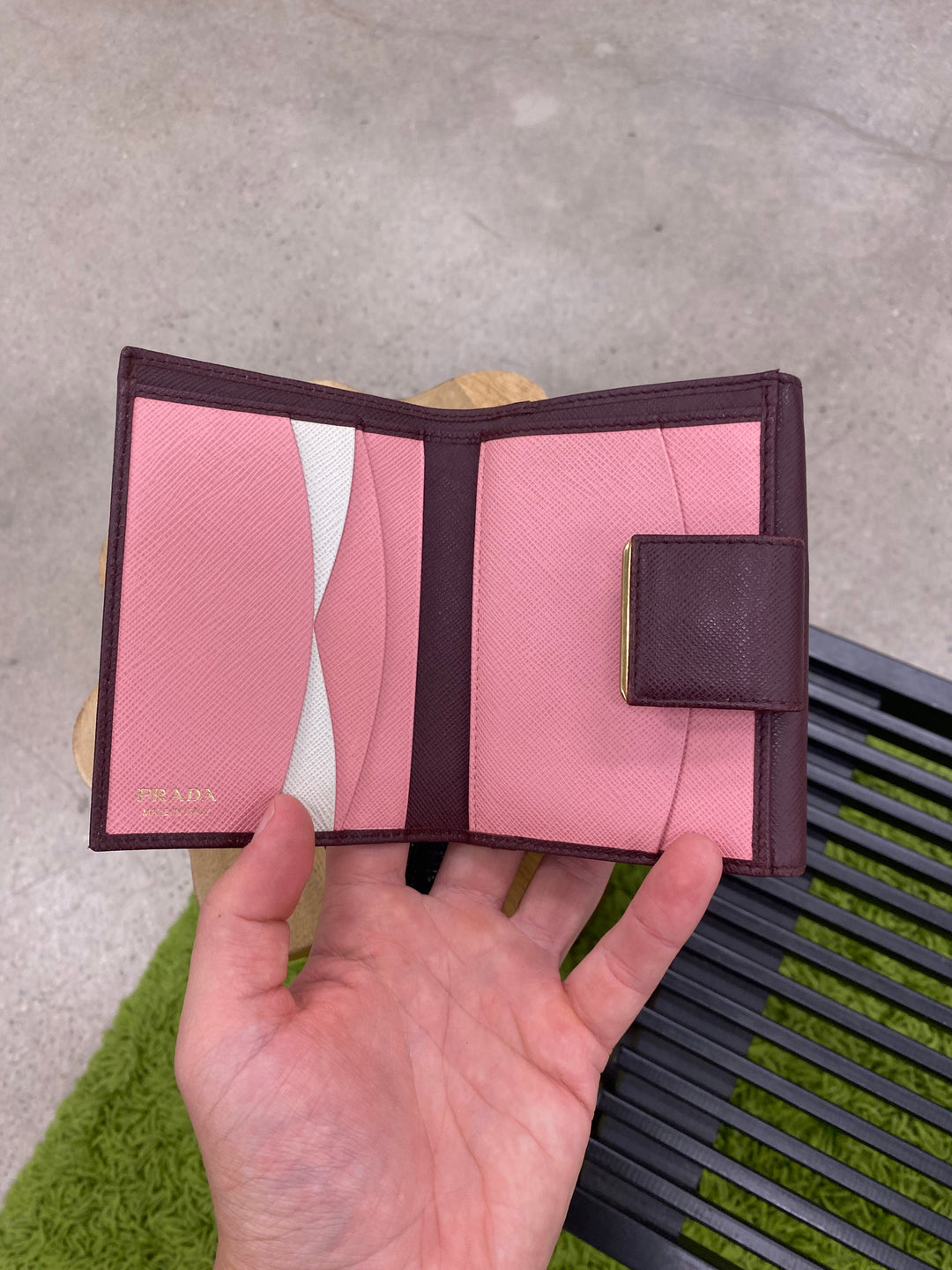 Prada Plum Saffiano Compact Wallet (3956)