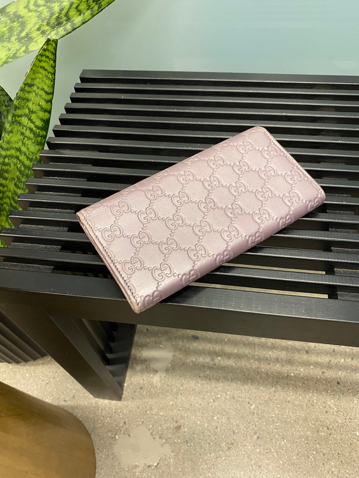 Gucci Metallic Lavender Guccissima Heart Long Wallet (3033)