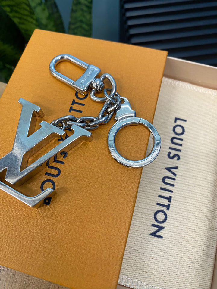 Louis Vuitton Silver Tone Initiales Key Chain/Bag Charm (0565)