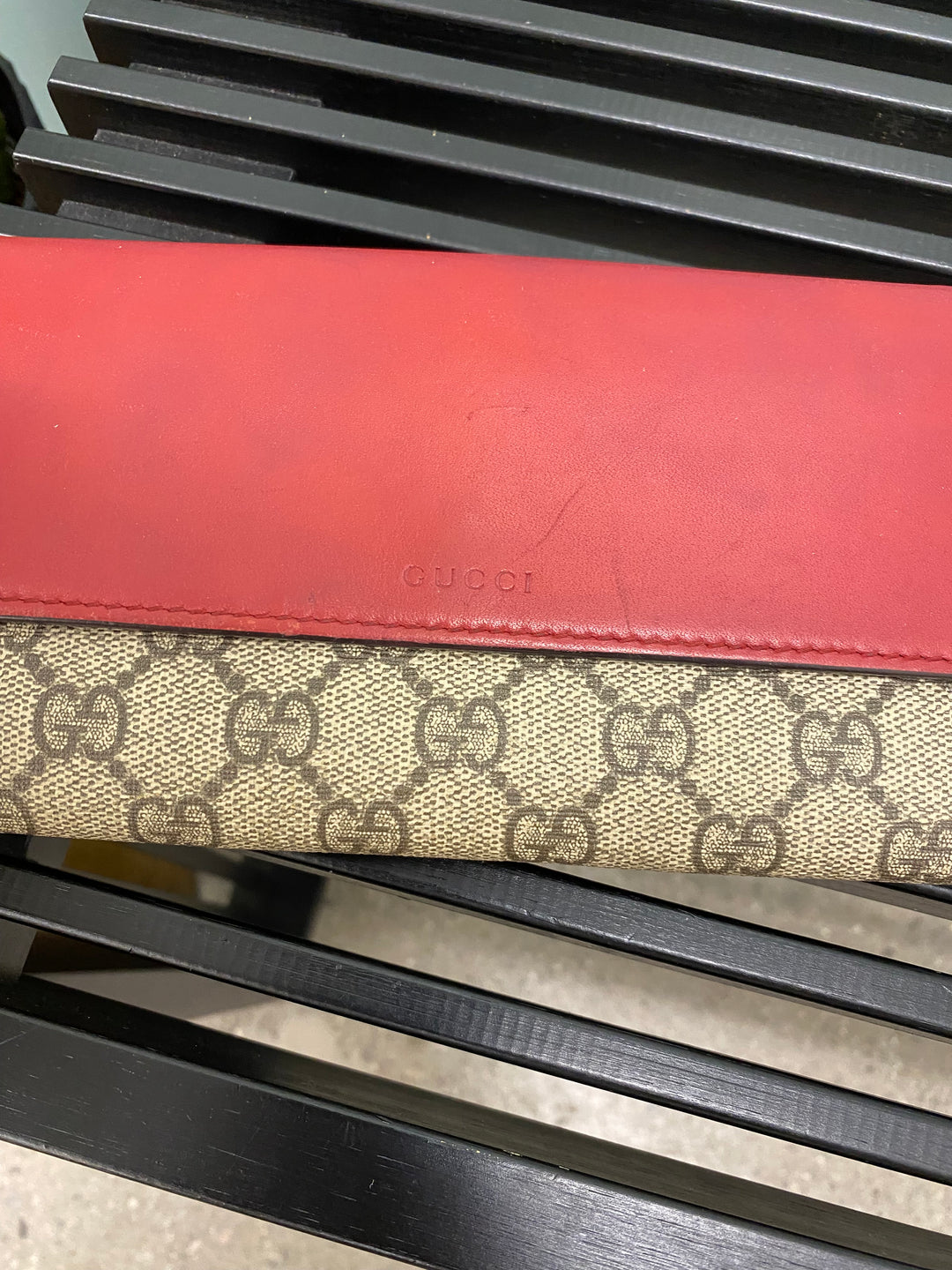 Gucci GG Supreme and Red Leather Long Wallet (4900)