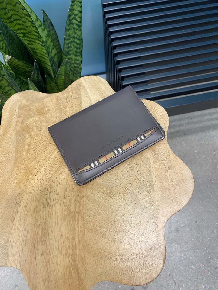 Burberry Brown Leather and Novacheck Card Holder (9950)