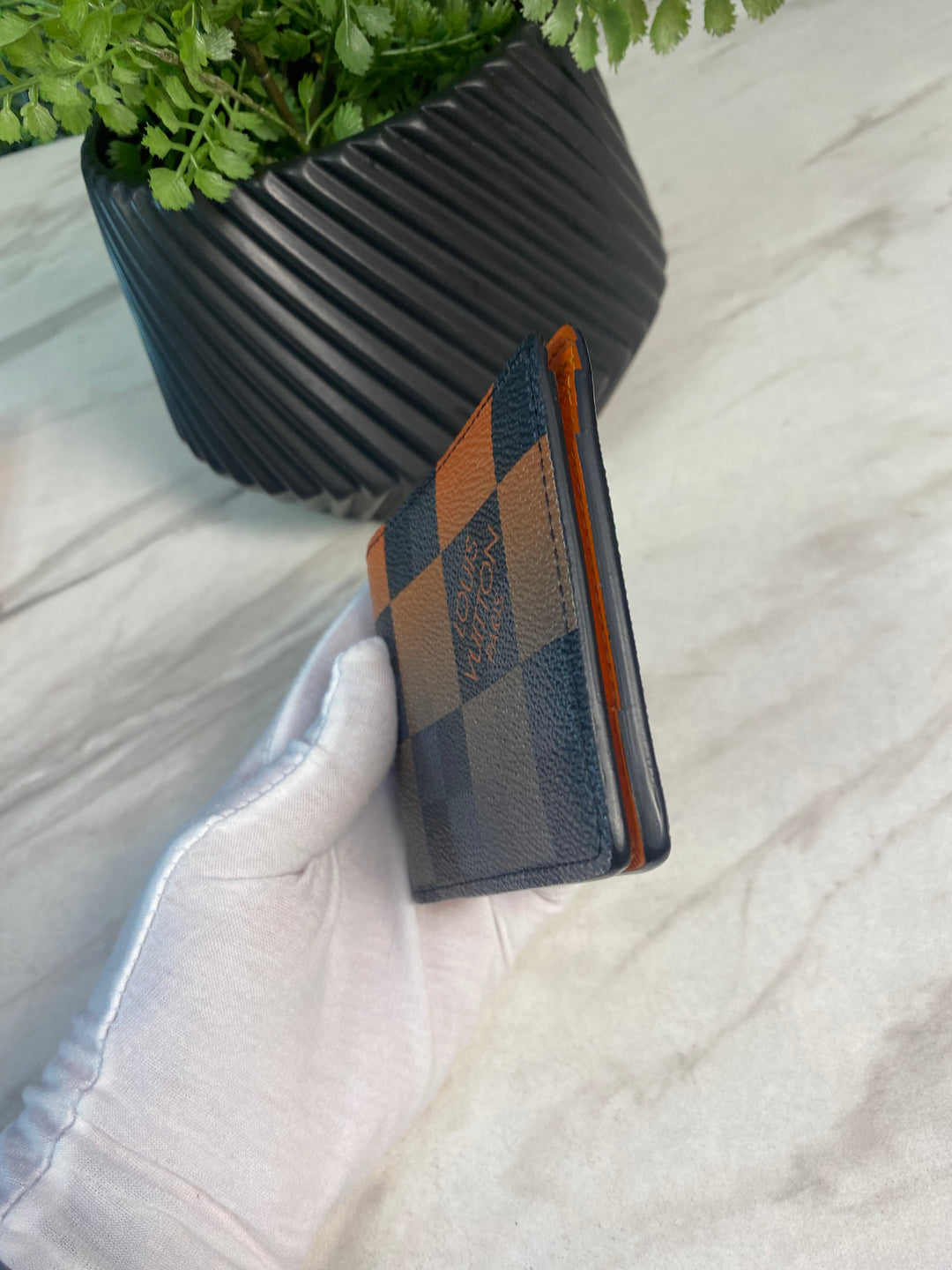 Louis Vuitton Damier Graphite Giant Orange Billfold Wallet (1358)