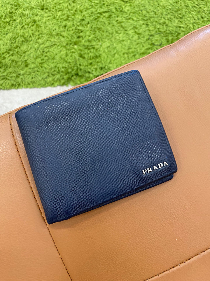 Prada Navy Saffiano Billfold Wallet (9457)